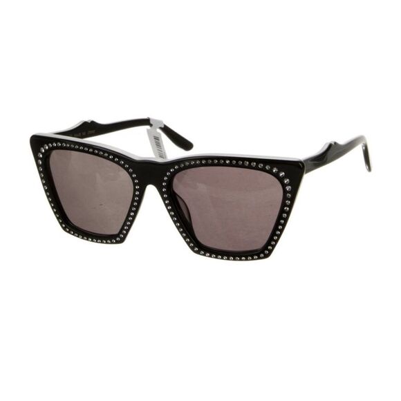Illesteva Black Geometric Sunglasses with Rhinestones - Picture 2 of 5